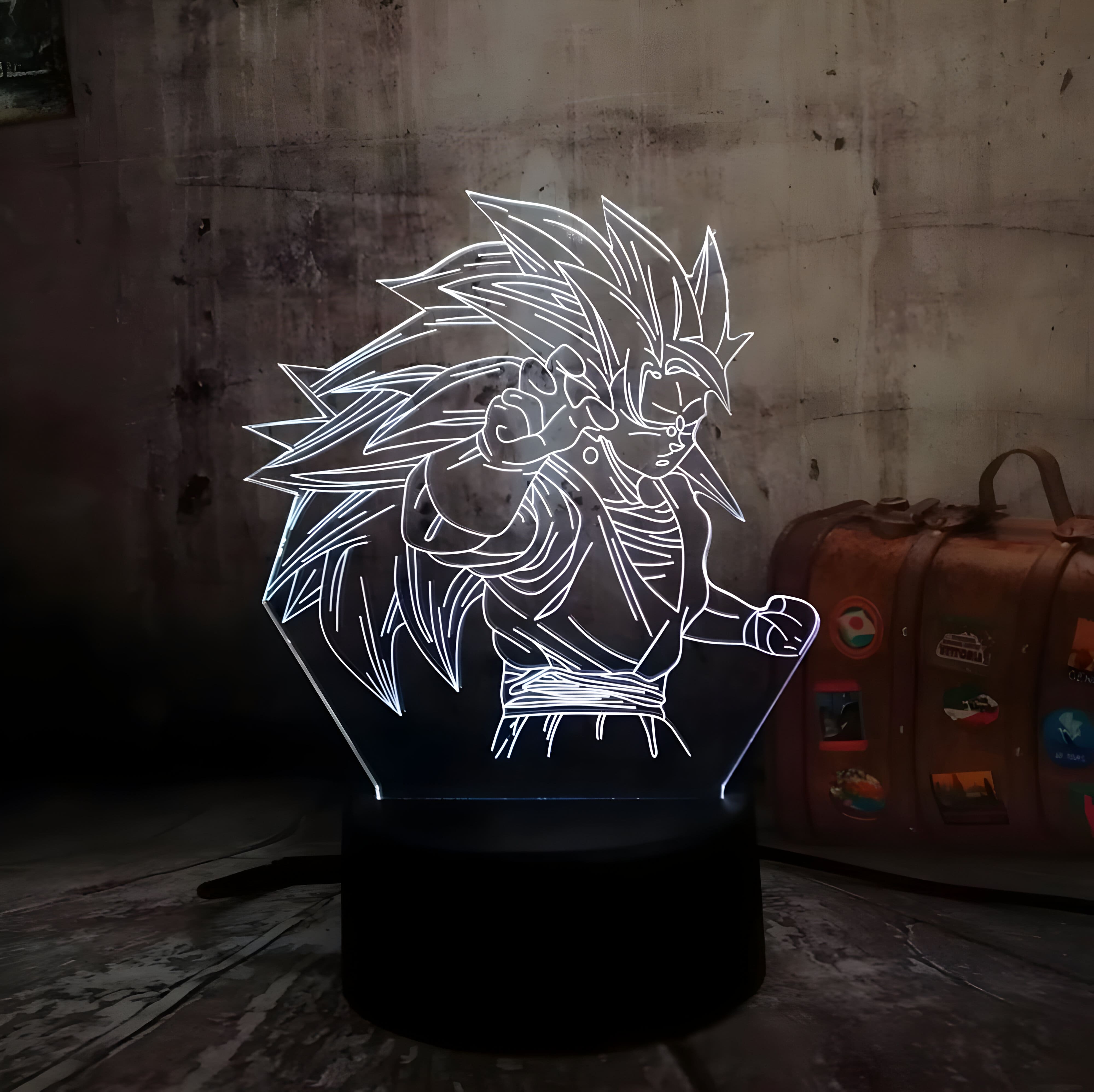 Luminária Led 3d, Goku Super Sayajin 3,16 Cores + controle, Dragon