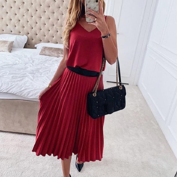 Robe Plissée Col V