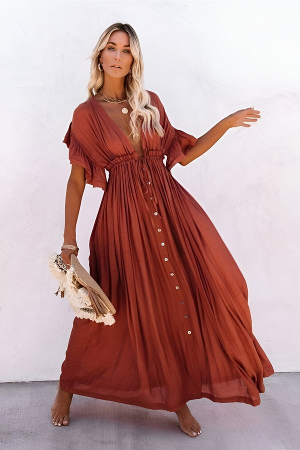 Robe Terracotta Longue Bohème