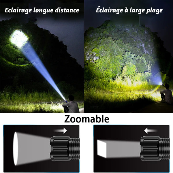 2 dans 1 lampe de poche avec banque de puissance : Il recharger votre téléphone et aidera vous dans l'obscurité