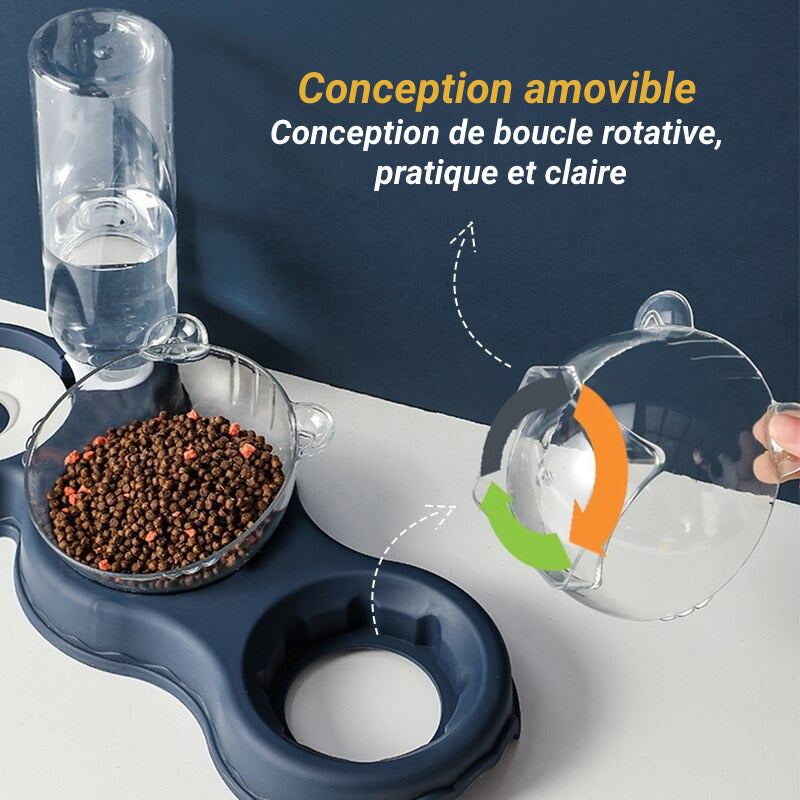 Doubles bols avec fontaine d'eau pour animaux domestiques : Pour chiens et chats