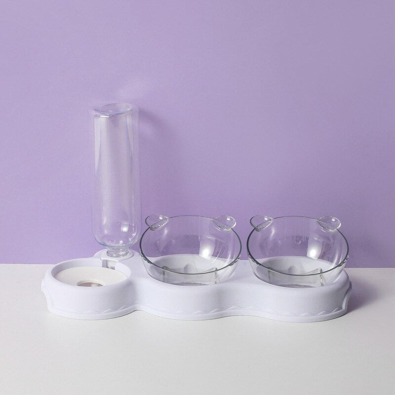 Doubles bols avec fontaine d'eau pour animaux domestiques : Pour chiens et chats