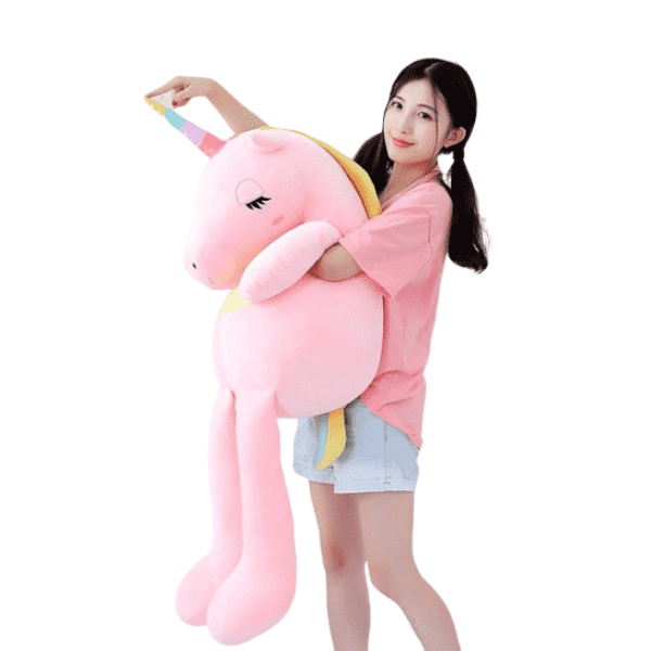 Peluche licorne grande rose