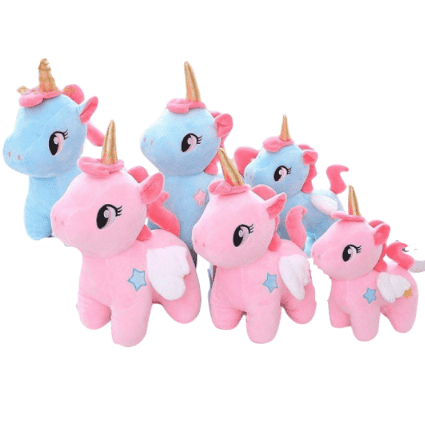 Peluche licorne en rose et bleu