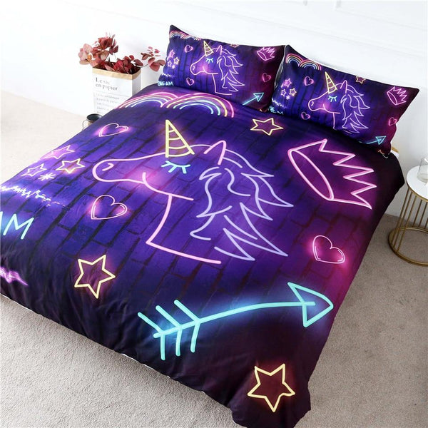 Parure de lit licorne dessin led