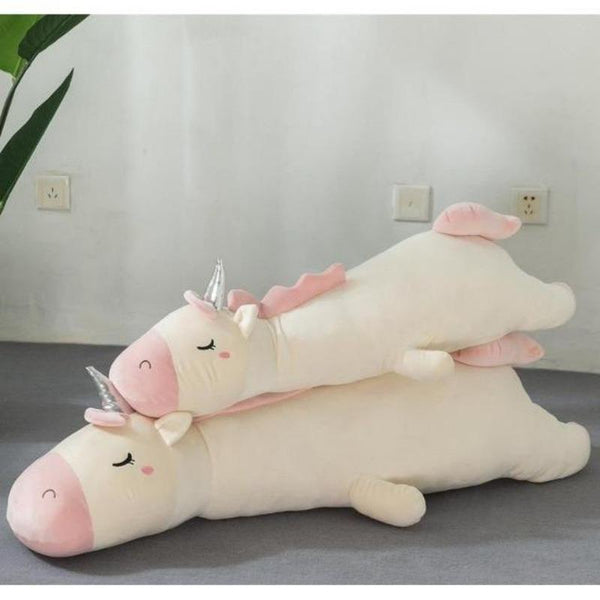 Peluche Licorne 120 cm Blanche/Rose