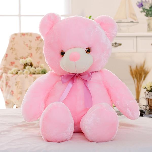 Peluche Ours Lumineux 50cm Rose