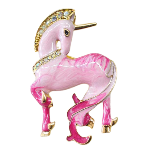 Broche Licorne Rose à Strass