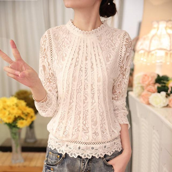 Blouse À Manches Longues En Dentelle