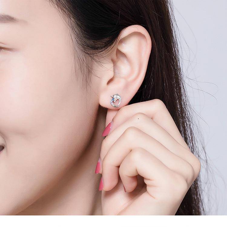Boucles d Oreilles Licorne En Argent