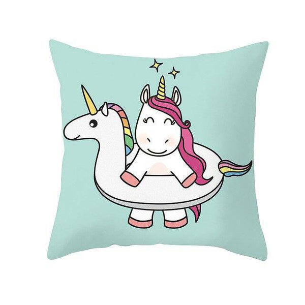 Housse de Coussin Dessin Bouée Licorne
