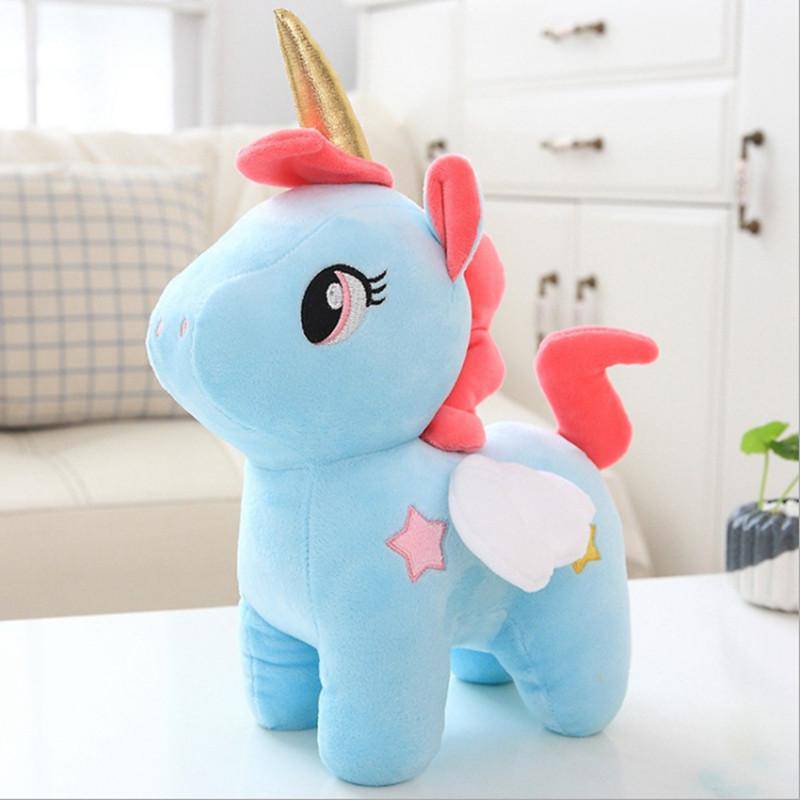 Peluche Licorne <br> Avec Corne Dorée 