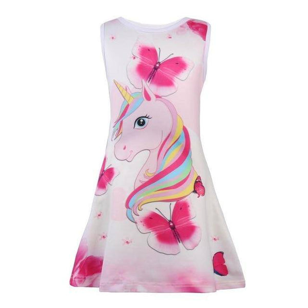 Robe Licorne Fille Motifs Papillons 